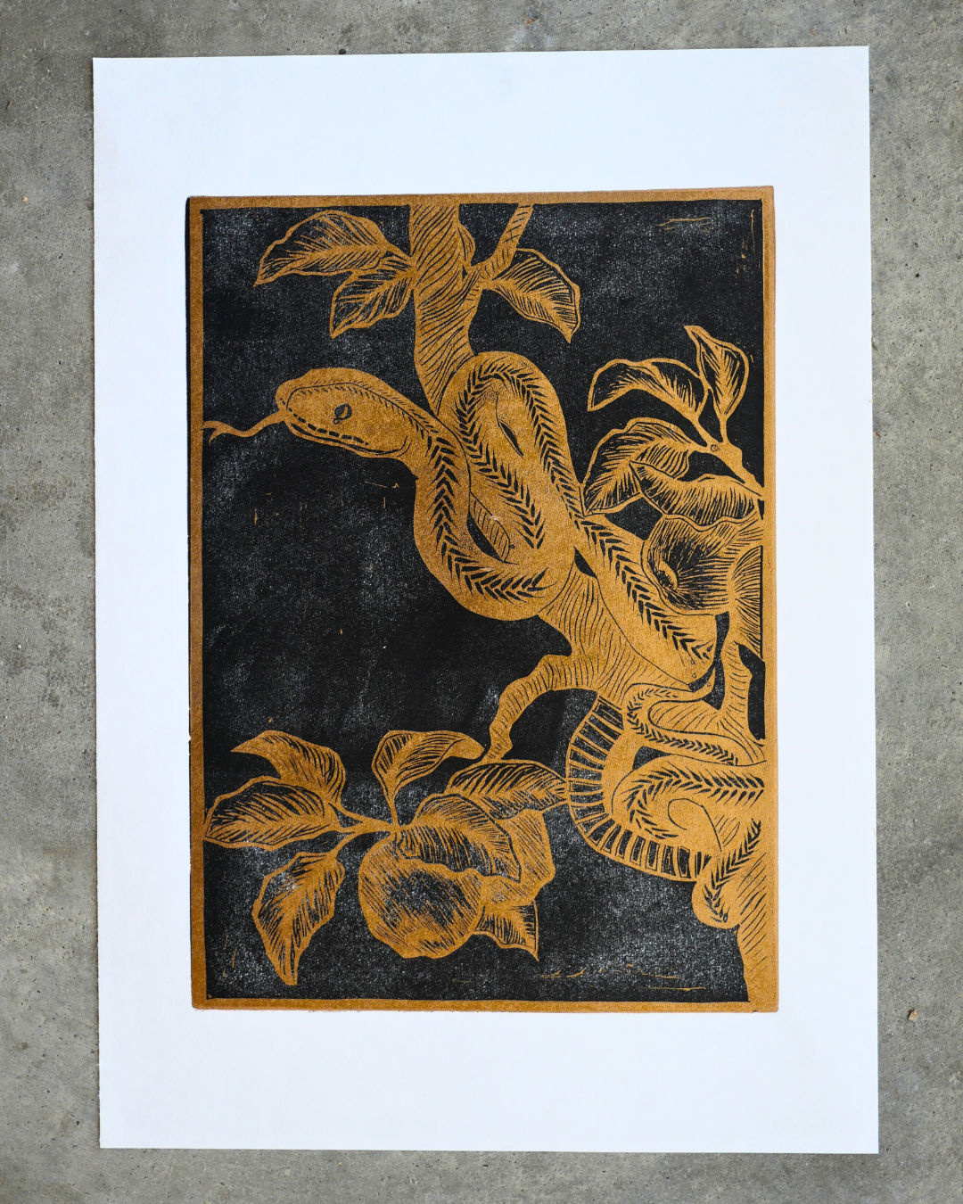 Black Velvet Linocut Art Print