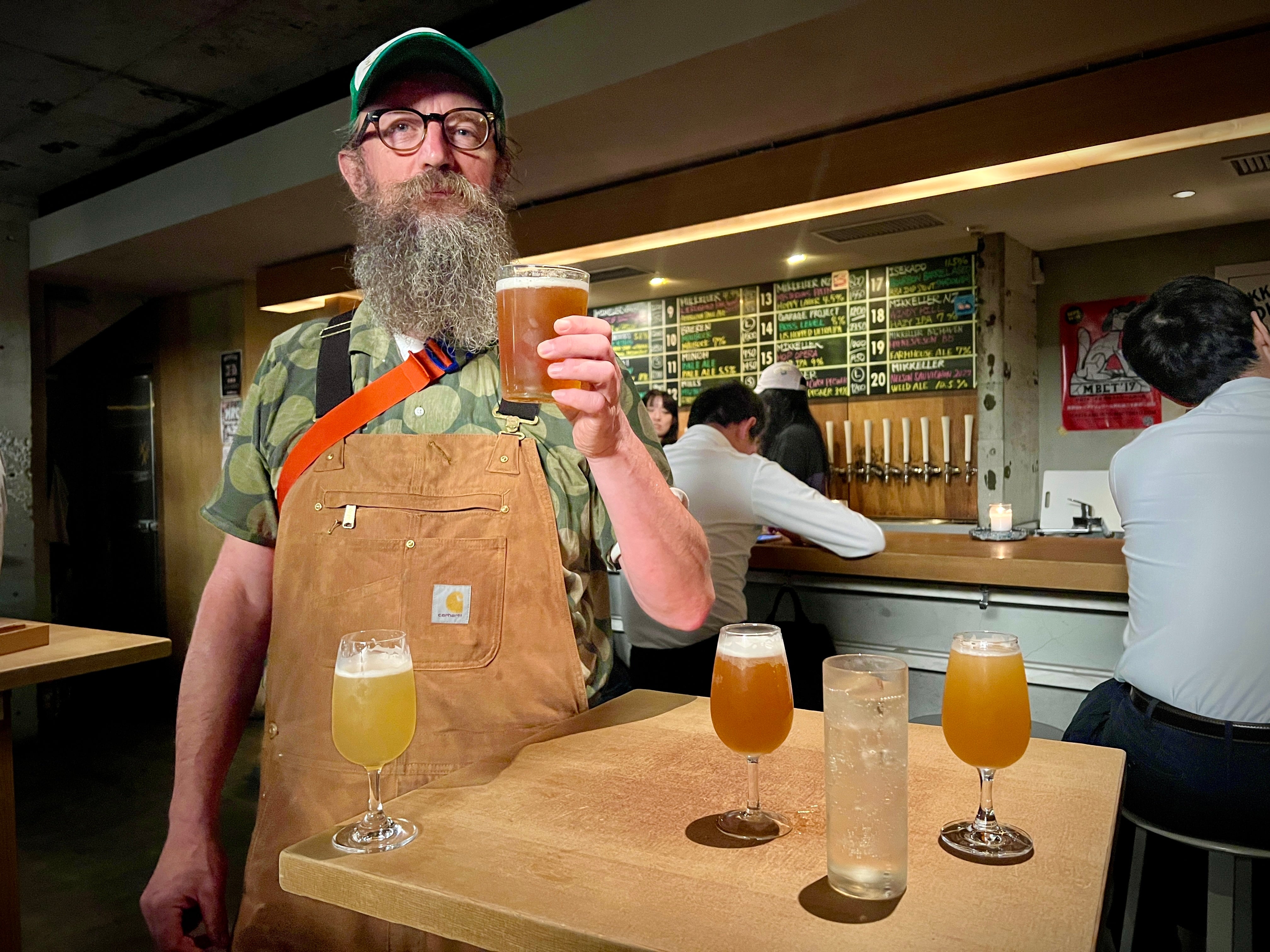 Sailors Grave Brewing Chris drinking beer at a bar in Japan