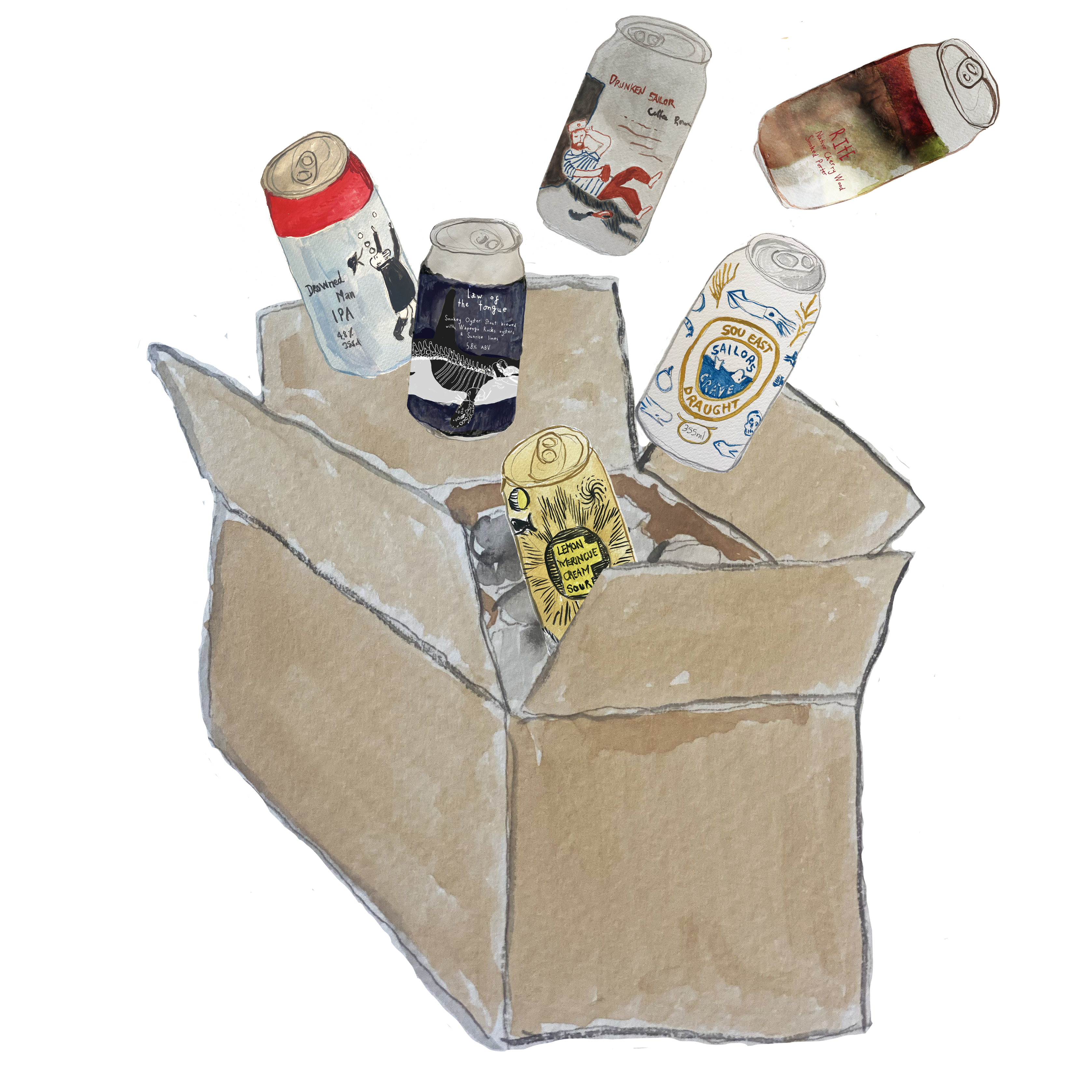 mixed case of sailors grave brewing beers